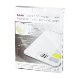 Beurer KS-19 Balanza de Cocina con Vidrio Ultra Plano y Pantalla LCD, Color Blanco