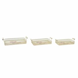 Bandeja Shabby DKD Home Decor Rosa 21 x 8 x 40 cm Set de 3