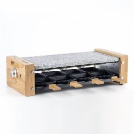 Hkoenig HKO3760124955293 Raclette/Grill para 8 personas, 1200W, superficie de cocción 38x19,5 cm, diseño de madera