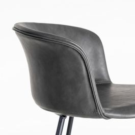 Taburete Negro Metal / Simil Piel 44,50 X 48,50 X 93,50 cm