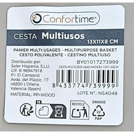 Cesta Multiusos con Asas de Madera 13x11x8 cm - Confortime (36 Unidades)