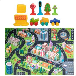 C BABY Alfombra Ciudad para Niños +2 Años con 3 Cochecitos y Accesorios Blanditos 144x99cm