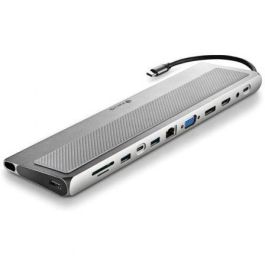 NGS WonderDock 12 Pro Base Docking USB-C Multipuerto 12 en 1 con 2xHDMI 4K, VGA, 3xUSB, RJ45, Lector SD/TF y PD 100W, Gris