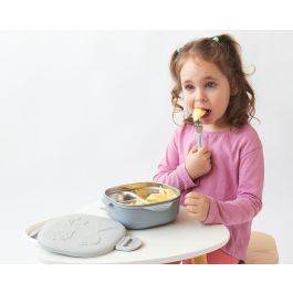 KioKids Caja Almuerzo Cuadrada Acero Inoxidable 3 Compartimentos con Cubiertos y Plato – Gris 450 ml Apta Lavavajillas KioKids Caja Almuerzo Cuadrada Acero Inoxidable 3 Compartimentos con Cubiertos y Plato – Gris 450 ml Apta Lavavajillas