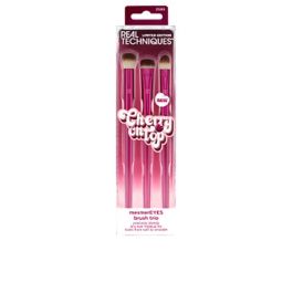 Real Techniques MesmerEYES Brush Trio 3 Unidades - Brochas para Difuminar Sombras de Ojos Precisión - Colección Cherry On Top