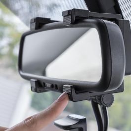 Innovagoods Soporte Smartphone Espejo Retrovisor Coche V0103557 Universal Ajustable Inclinación y Orientación Regulable Negro