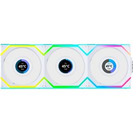 Lian Li UNI FAN SL Wireless LCD 120 ARGB (Pack de 3 Ventiladores, 120 mm, Aspas Invertidas, Control Inalámbrico 2.4GHz, Pantalla Personalizable, Blanco)