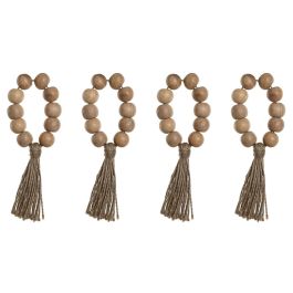 Servilletero Boho DKD Home Decor Natural 2 x 7.5 x 7.5 cm Set de 4