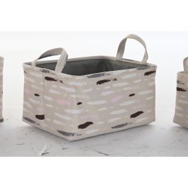 DKD Home Decor Cesta Basicos Gris Burdeos Poliester Set de 3 Piezas 30 x 20 x 40 cm