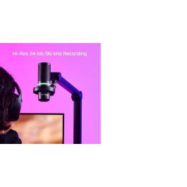 HP DuoCast Micrófono USB Negro con Iluminación RGB, Montura Antivibración y Grabación Hi-Res 24-bit/96kHz