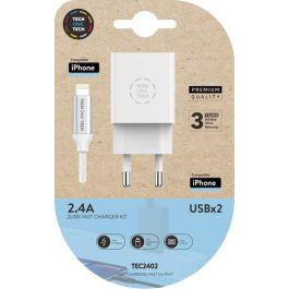 Cargador Tech-One-Tech Doble Pared Blanco + Cable Usb-Lightning Alto Rendimiento 2,4A Precio: 8.59000054. SKU: B1GQQP6JF8