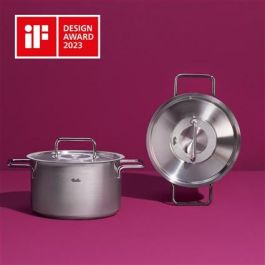Fissler Pure Profi Cacerola de 24 cm con tapa de metal - Acero inoxidable reciclado - Ref 08612424000/0