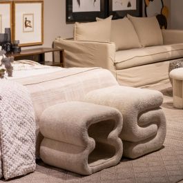 Puf Beige Tejido Salón 45 X 42 X 42 cm