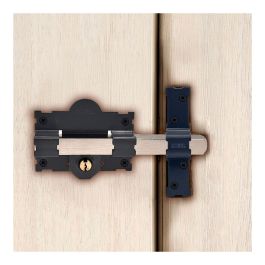 Micel crr07 Cerrojo de Sobreponer de Acero Pintado Gris, Placa 105mm, Cilindro Redondo 70mm, con 3 Llaves