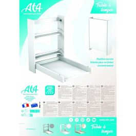 AT4 Cambiador de pared blanco, plegable con 2 estantes de almacenamiento para optimizar el espacio