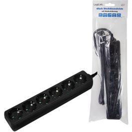 LogiLink LPS238B Regleta de 6 enchufes con protección, Negro, Cable 1,5m