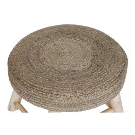 DKD Home Decor Reposapiés Urban, Estilo Yute y Eucalipto, Color Marrón Natural, Dimensiones 50x50x30 cm, Altura de Asiento 35 cm