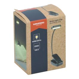 Grundig Lámpara de Lectura con Clip Ajustable USB-C Recargable 400 mAh Luz LED Cálida 3000K para Libros y Tablets