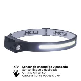 Edm Linterna Frontal con Sensor Recargable 8W LED Cob 280lm IP44 Luz Fría
