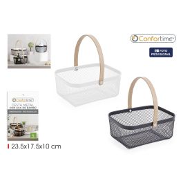 Confortime Cesta de Metal Rectangular con Asa de Bambú para Organización 23,5 x 19 x 10,4 cm (12 Unidades) Precio: 35.50000003. SKU: B1BB4FGVMM