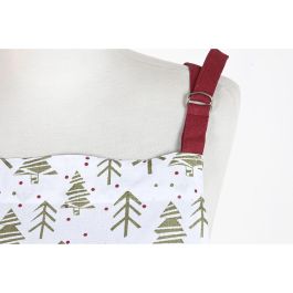 DKD Home Decor Delantal de Navidad Alpina con Árboles - Set de 2, Poliéster 80x60cm. Colores Verde, Rojo, Beige y Blanco