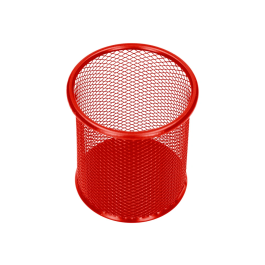 Q-connect Cubilete Portalapices Rojo Metal Redondo Rejilla Diametro 86 mm Alto 105 mm