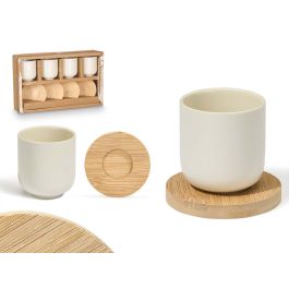 Kinvara Set 4 Vasos Café Cerámica Blanca con Posavasos Bambú 95ml c/u - Apto Lavavajillas/Microondas 28.5x17.5x6.5 cm (12 Unidades) Precio: 6276.78999992. SKU: B1EJVCE93R