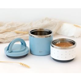 Kiokids Termo Alimentación 930 mL Acero Inoxidable Azul para Sólidos y Papillas Doble Compartimento
