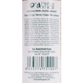 Algon - Set de 50 Vasos de Cartón Kraft de 120 cc (36 Unidades)