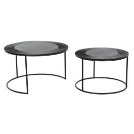 Mesita Auxiliar Loft DKD Home Decor Negro 76.5 x 47 x 76.5 cm Set de 2