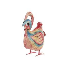 DKD Home Decor Figura Decorativa de Gallo Estilo Shabby Chic de Metal - Colores Rojo y Azul - Pack de 2 Unidades - Largo 16cm, Alto 41cm, Ancho 33cm