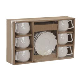 DKD Home Decor Taza de Café Porcelana Blanca 120ml Set de 6 Unidades Apta Microondas y Lavavajillas 6.7 x 5.7 x 9 cm