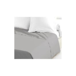 Lovely Home Sábana plana 100% algodón 54 hilos 240x300 cm gris claro para cama de matrimonio Certificado Oeko-Tex