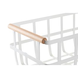 DKD Home Decor Yamazaki 22 Cesta Basicos Metal Pino Blanco Natural 36 x 22 x 15.5 cm