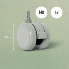Leitz 53740085 Pack de 4 Ruedas para Mesa Eléctrica, Color Gris