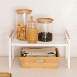 Andrea House Bote Alimentos Cristal Transparente Madera 1200ml Ø9,5x17,5cm