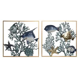 Decoracion Pared Mediterraneo DKD Home Decor Azul Dorado 4 x 50 x 50 cm (2 Unidades) Precio: 60.5. SKU: B1CZAA58PF