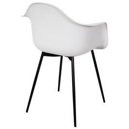 Home Deco Factory Silla Butaca Gustav Essentiel Blanca, Asiento Polipropileno Patas Hierro Negro, Estilo Escandinavo, 62x59xh85cm