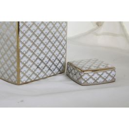 DKD Home Decor Jarrón Glam Blanco Dorado Porcelana 15.5 x 22 x 15.5 cm (2 Unidades)
