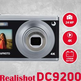 AgfaPhoto DC9200 Cámara Digital Compacta Multifunción Realishot 24MP 4K Video, Zoom Óptico 10x, Sensor CMOS, Negra