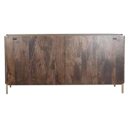 DKD Home Decor Buffet Moderno Marrón, Mueble Aparador de Almacenamiento para Salón y Comedor, Acero y Madera de Mango, 160x40x81 cm