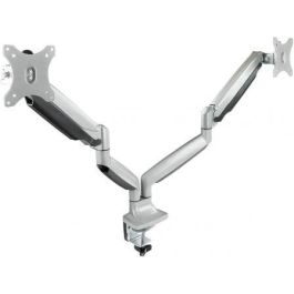 TooQ DB3132TNR-S Soporte de Mesa para 2 Monitores 13-32" VESA 75x75 100x100 Brazo Articulado Pistón Gas Plata