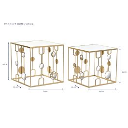 Mesita Auxiliar Glam DKD Home Decor Dorado 50 x 50 x 50 cm Set de 2