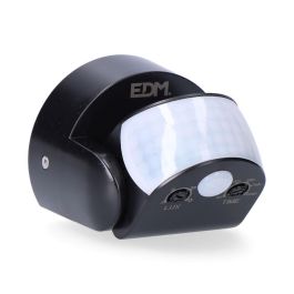 Edm Sensor de movimiento y crepuscular 15 m IP65 Negro con regulador de tiempo y luz, ángulo de detección 180°/360°, 1200W
