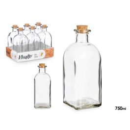 Vivalto Frasca Vidrio 750 ml con Tapón de Corcho - Dimensiones: 8 cm (Ancho) x 21 cm (Alto) x 8 cm (Largo) (Set de 24)