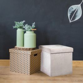 Home Deco Factory Caja-Puf Plegable Beige 38x38x38 cm