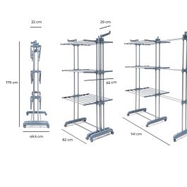 Tendedero Plegable Vertical Extensible con Ruedas Dolver XL InnovaGoods 30 Barras
