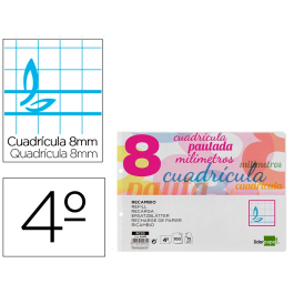 Liderpapel Recambio Cuarto Apaisado Pautaguía 100 Hojas 75gr Cuadriculado Pautado con Margen 6 Taladros Precio: 1.68999974. SKU: B1G8T2S637