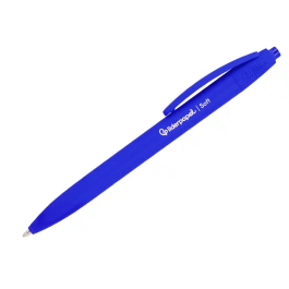 Liderpapel Bolígrafo Retráctil con Clip, Punta 1 mm, Tinta Azul, Acabado Soft Touch, Cuerpo Azul