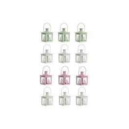 Farola Shabby DKD Home Decor Verde Blanco 7 x 10 x 7 cm Set de 3 (4 Unidades)